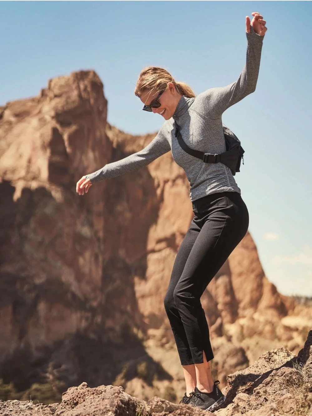 Athleta Wander Slim Ankle Pant Black Athleisure Travel Office Minimalist. 15
